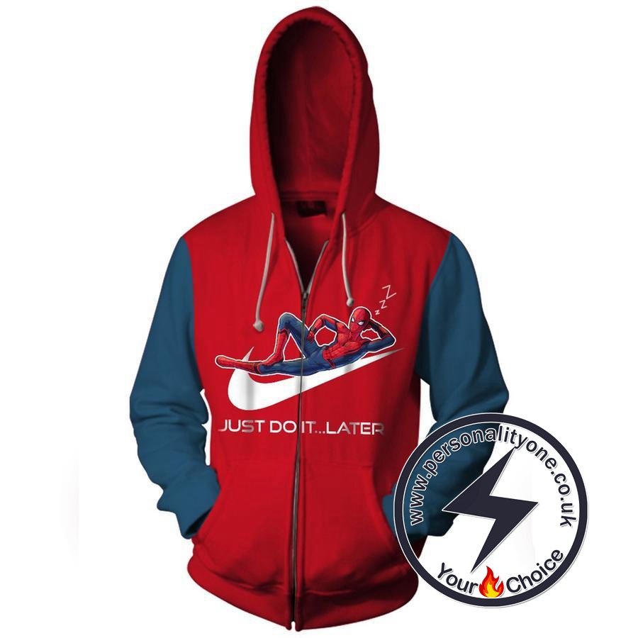 SPIDER MAN JUST DO IT LATER 3D Hoodies - ZIP UP - SPIDERMAN 3D